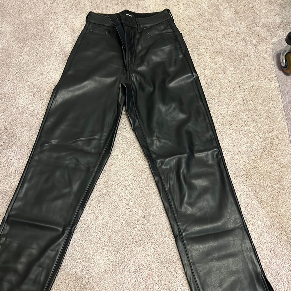 Express straight left leather pants. Size 0